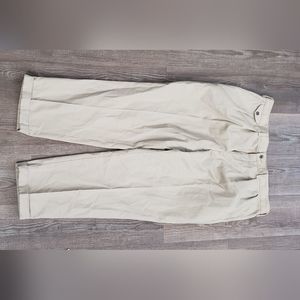 Savane light tan casual pants with pleated front and cuffed hem size 42/30